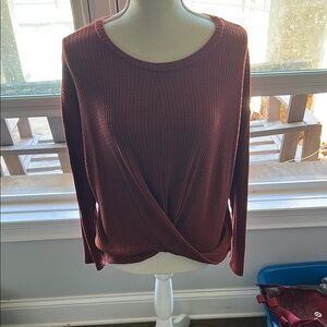 Women's Ribbed Knit Top - Rust